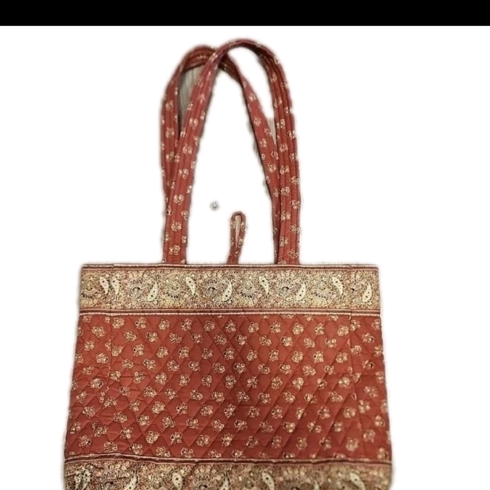 Maggi B Quilted Tote Bag Boho Floral Paisley Red Gold Shoulder Bag Pattern 💵 - Picture 3 of 6